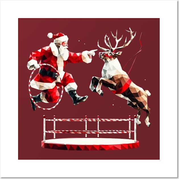Christmas Santa and  Reindeer Wall Art by fadinstitute